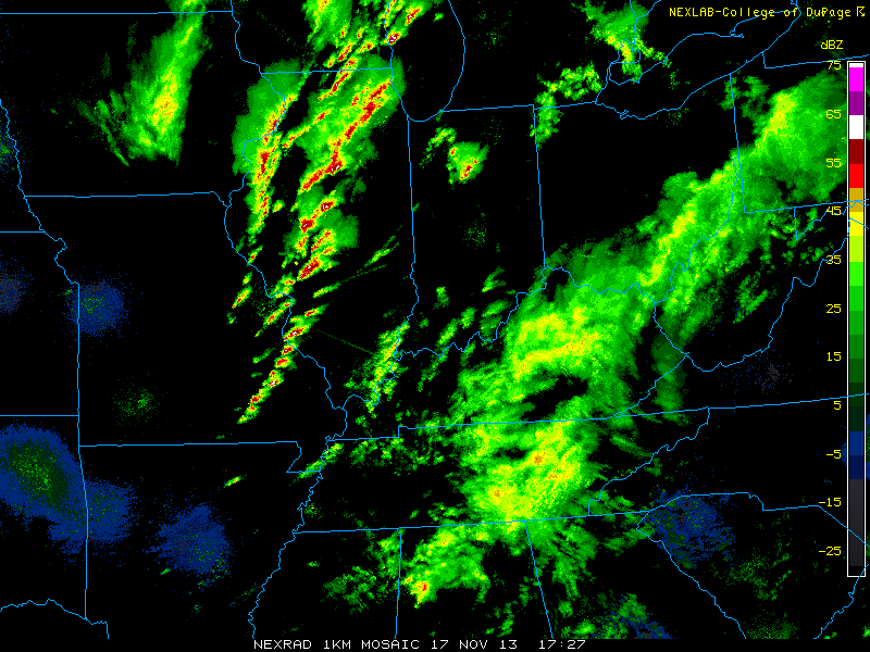 Radar image at just before 11:30 am on the 17th