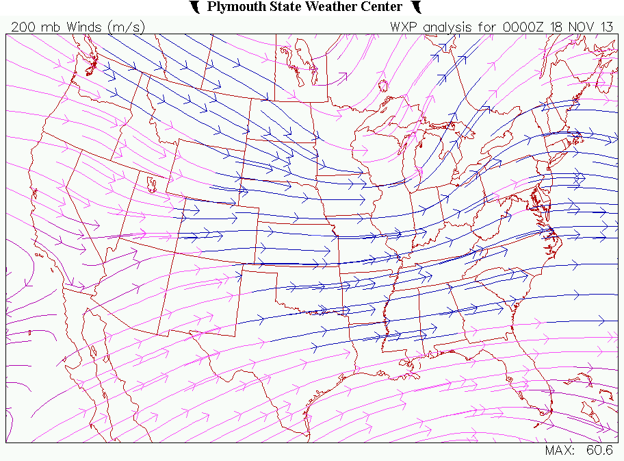 Divergence at 200 hPa on the 0Z of the 18th
