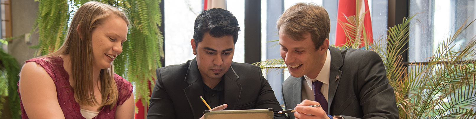 students in library