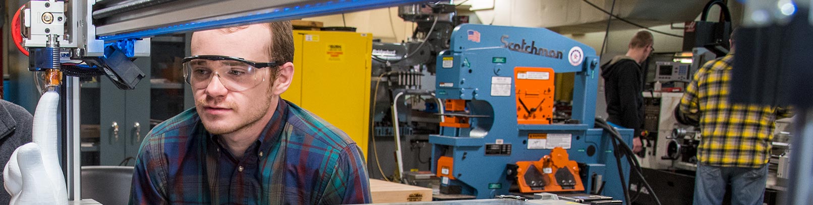 student in engineering lab