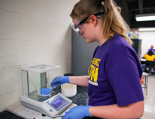 student working in a lab