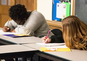 students writing