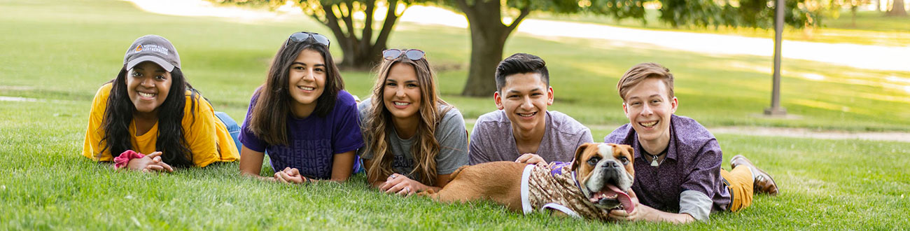 Students on campus with Ray