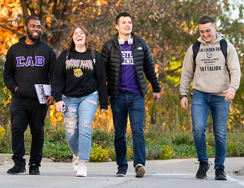 students walking on campus