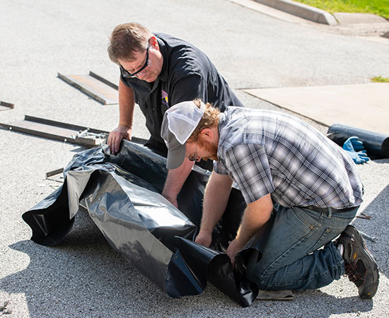 Students working outside