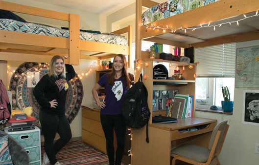 Two students in their dorm room