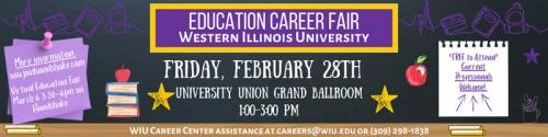 In-person Education Career Fair from 1-3 p.m. Friday, Feb. 28, in the University Union Grand Ballroom.