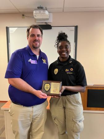 Lieutenant Nakyah Smith was recognized for her four years of dedication to Go West Security as she graduates with her Master’s Degree in Public Safety Administration this spring. She received a Certificate of Appreciation and a Years of Service Award.