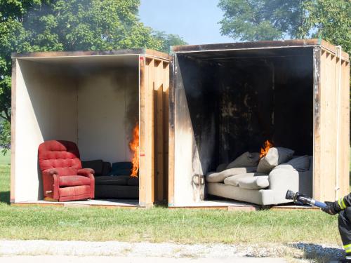 RAs watched how much faster a fire can grow in a room with no sprinkler system as opposed to one with a sprinkler system. 