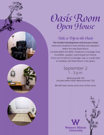 Oasis Room open house from 1-3 p.m. Tuesday, Sept. 2 in Memorial Hall 144 (located within SDSC Memorial Hall 125).