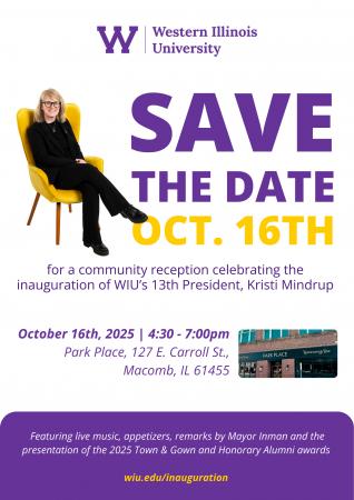 WIU President Kristi Mindrup will be inaugurated on Thursday, Oct. 16.