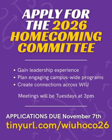 Western Illinois University is inviting students to take part in one of its most spirited and long-standing traditions, Homecoming! Applications to join the Homecoming 2026 Committee are officially open now through Friday, Nov. 7, and are available on Leatherneck Link.