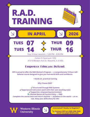 WIU will host a R.A.D. training throughout April.