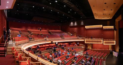 A view of the Great Hall inside the Goldfarb Center for Performing Arts ahead of the ribbon cutting on Sept. 15. 