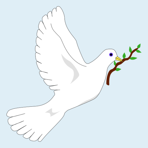 Illustration of a dove carrying an olive branch