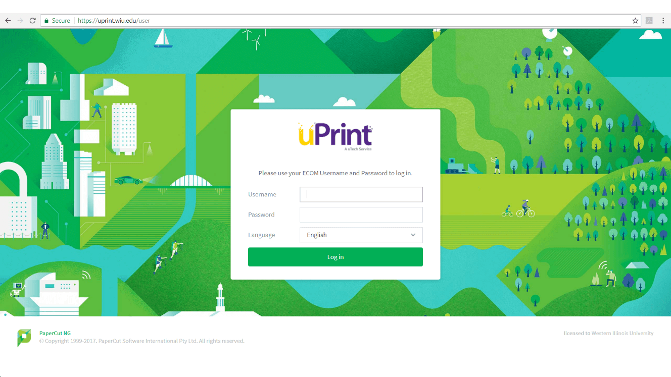 uPrint Login Screen.